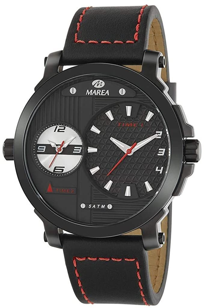 Orologio Marea analogico da uomo, in pelle color nero e inseriti rossi COD.B54177/2