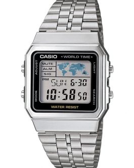 CASIO VINTAGE Mod. WORLD TIME – SILVER & BLACK