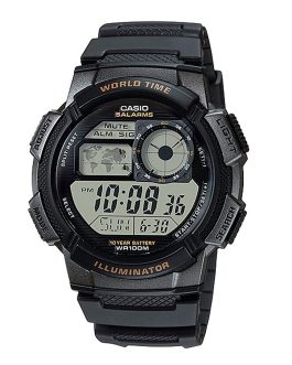 CASIO SPORT Mod. DIVER - WORLD TIME ILLUMINATOR 5 ALARMS, 10 YEARS BATTERY - BLACK