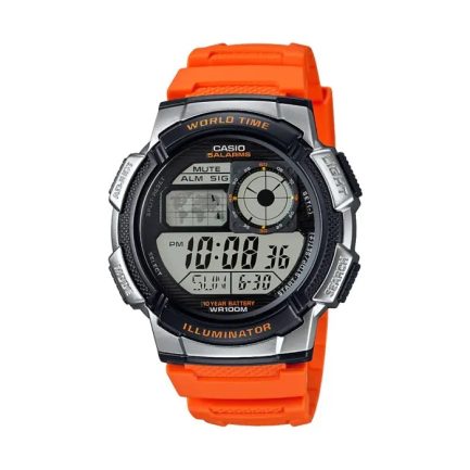 CASIO SPORT  DIVER - WORLD TIME ILLUMINATOR 5 ALARMS, 10 YEARS BATTERY - ORANGE