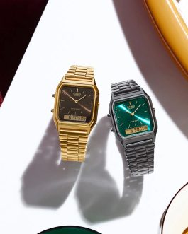 CASIO VINTAGE Mod. EDGY COLLECTION GUN METAL – EMERALD GREEN