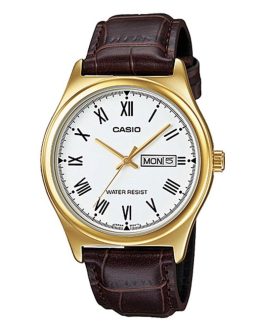 CASIO COLLECTION Mod. DAY DATE ROMANS, LEATHER – GOLD