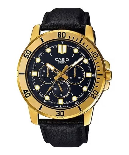 CASIO COLLECTION Mod. DIVER MULTIFUCTION, LEATHER - BLACK