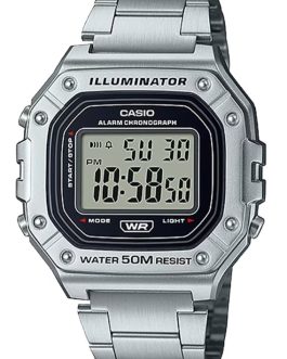 CASIO TIMELESS COLLECTION Mod. SPORT ILLUMINATOR WR 50M, ALARM, CHRONOGRAPH – SILVER – METAL SERIE