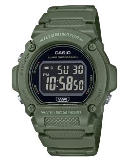 CASIO TIMELESS COLLECTION Mod. SPORT- ILLUMINATOR, WR 50M, ALARM, CHRONOGRAPH – ARMY GREEN – COLORED SERIE