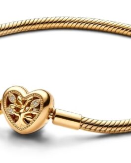 PANDORA MOMENTS Mod. FAMILY TREE HEART CLASP SNAKE CHAIN - Size 19