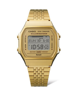 CASIO VINTAGE Mod. BLUETOOTH®  SMARTPHONE LINK – GOLD – built-in accelerometer senses body movements + steps counter