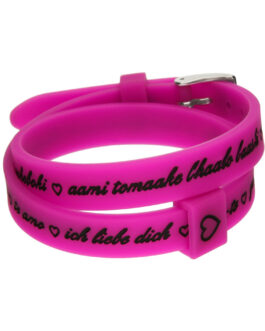 Il MEZZOMETRO Mod. I LOVE YOU SILVER BUCKLE EDITION – FUCHSIA – Bracciale in silicone/silicone bracelet