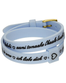 Il MEZZOMETRO Mod. I LOVE YOU GOLD BUCKLE EDITION – LIGHT BLUE – Bracciale in silicone/silicone bracelet