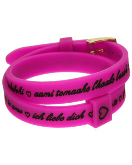 Il MEZZOMETRO Mod. I LOVE YOU GOLD BUCKLE EDITION - FUCHSIA - Bracciale in silicone/silicone bracelet