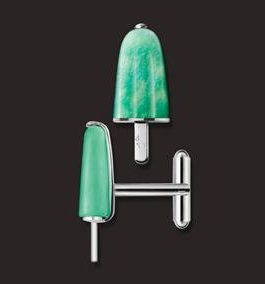 AMBROSINI JEWELS –  GEMELLI ARGENTO 925° ghiacciolo finitura bianca pietra verde