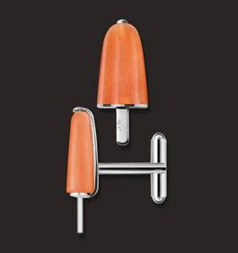 AMBROSINI JEWELS –  GEMELLI  ARGENTO 925° ghiacciolo finitura bianca pietra arancio