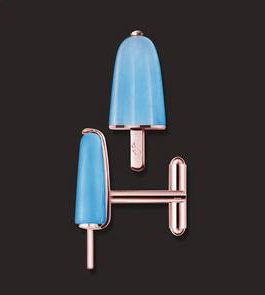 AMBROSINI JEWELS –  GEMELLI ARGENTO 925° ghiacciolo finitura rosé pietra azzurra