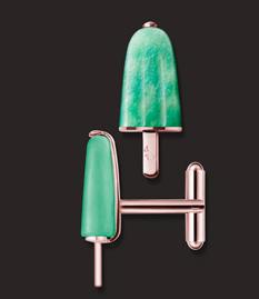 AMBROSINI JEWELS –  GEMELLI ARGENTO 925° ghiacciolo finitura rosé pietra verde