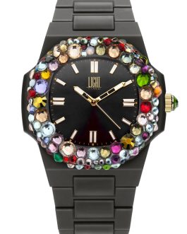 LIGHT TIME Mod. VELVET NAUTILUS – Black Rainbow Strass