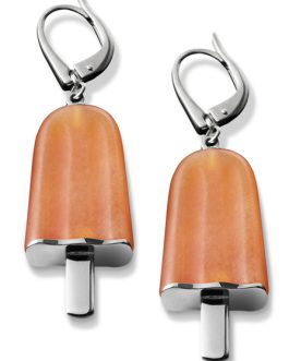 AMBROSINI JEWELS –  ORECCHINI ARGENTO 925°  ghiacciolo finitura bianca pietra arancio medi (21×14 mm)