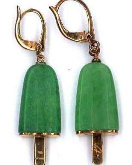 AMBROSINI JEWELS –  ORECCHINI ARGENTO 925°  ghiacciolo finitura rosé pietra verde medi (21×14 mm)