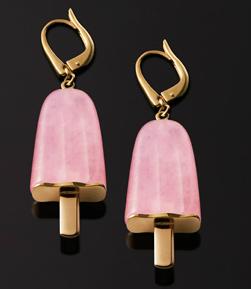 AMBROSINI JEWELS –  ORECCHINI ARGENTO 925°  ghiacciolo finitura rosé pietra rosa medi (21×14 mm)