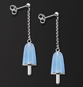 AMBROSINI JEWELS –  ORECCHINI ARGENTO 925°  ghiacciolo finitura bianca pietra azzurra piccoli (14x8mm)