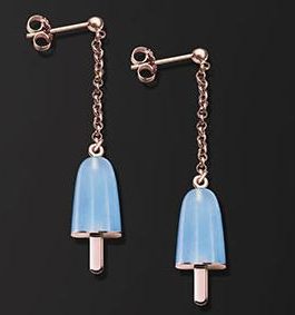 AMBROSINI JEWELS –  ORECCHINI ARGENTO 925°  ghiacciolo finitura rosé pietra azzurra piccoli(14x8mm)
