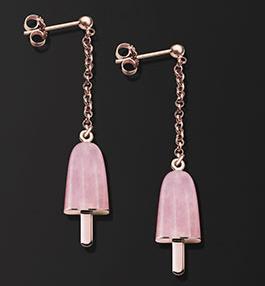 AMBROSINI JEWELS –  ORECCHINI ARGENTO 925°  ghiacciolo finitura rosé pietra rosa piccoli (14x8mm)