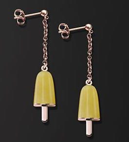 AMBROSINI JEWELS –  ORECCHINI ARGENTO 925°  ghiacciolo finitura rosé pietra gialla piccoli (14x8mm)
