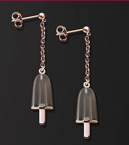 AMBROSINI JEWELS -  ORECCHINI ARGENTO 925°  ghiacciolo finitura rosé pietra marrone piccoli (14x8mm)