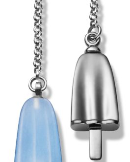 AMBROSINI JEWELS –  ORECCHINI doppi ARGENTO 925° ghiacciolo finitura bianca pietra azzurra