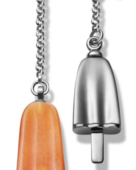 AMBROSINI JEWELS –  ORECCHINI doppi ARGENTO 925° ghiacciolo finitura bianca pietra arancio