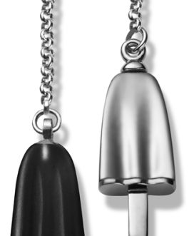AMBROSINI JEWELS –  ORECCHINI doppi ARGENTO 925° ghiacciolo finitura bianca pietra nera