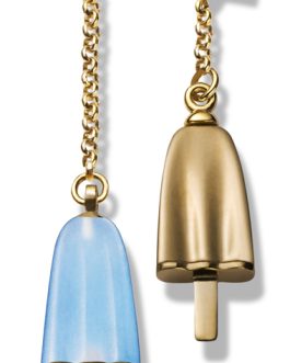 AMBROSINI JEWELS –  ORECCHINI doppi ARGENTO 925° ghiacciolo finitura rosé pietra azzurra