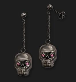 AMBROSINI JEWELS – ORECCHINI ARGENTO 925° teschio finitura brunita