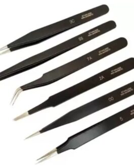 Kit 6 pinzette in acciaio smaltate – Kit 6 tweezers in glazed steel